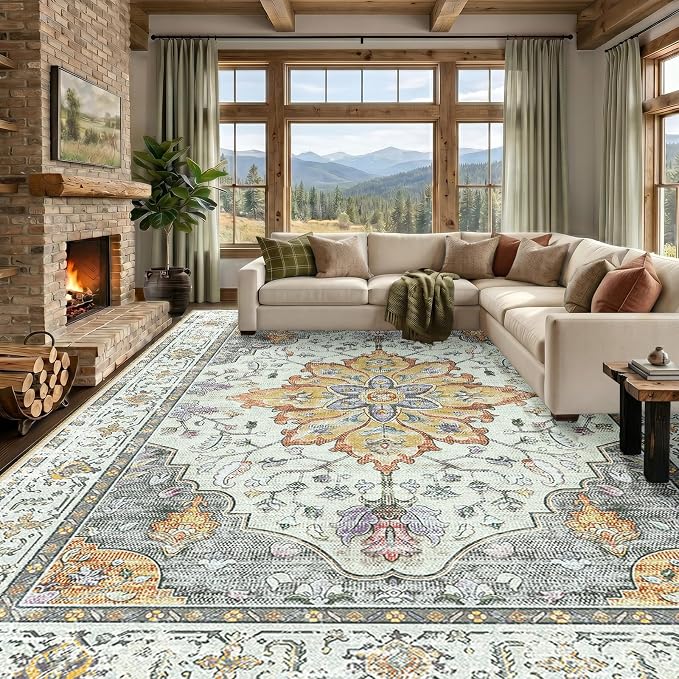 RELEANY Washable Area Rug, Large 10'x14', Water Repellent, Pet Friendly by RELEANY