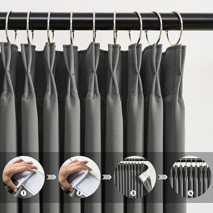 Blackout Pleated Curtains 105 Inches Long, Privacy Window Drapes - Image 2