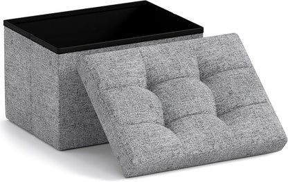 Ornavo Home Small Storage Ottoman Foldable Collapsible Rectangle Linen Ottoman by OrnavoHome