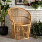 Modern Bohemian Natural Brown Rattan Accent Chair Eclectic Handmade by Unknown