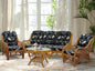 Malibu Lounge Set of 4: 2 Natural Rattan Wicker Chairs, Three-Seater Sofa and by Wickerix