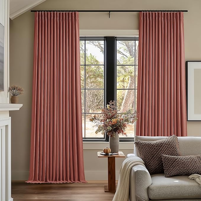 Terracotta Linen 100% Black Out 120 Inch Curtains - Image 7