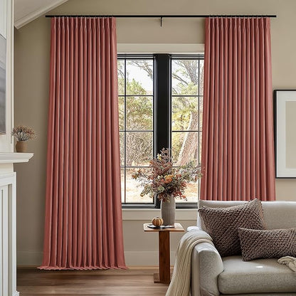 Terracotta Linen 100% Black Out 120 Inch Curtains - Image 7