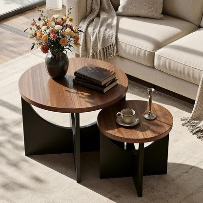 LIKIMIO Nesting Coffee Tables Set of 2, 23.6" Small Round Side Tables - Image 8