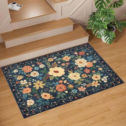 DUKINO 4x6 Area Rug, Floral Washable Office Chair Rug Non Slip, Stain Resistant - Image 9