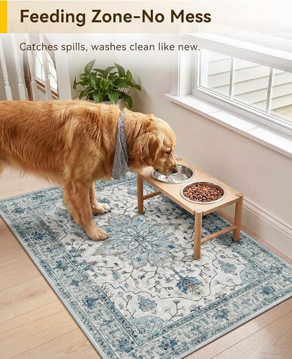 RELEANY Washable Area Rug, Small 2'x3', Water Repellent, Pet Friendly, Vintage - Image 2
