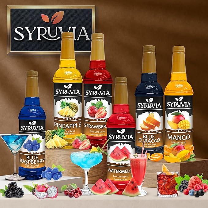 Syruvia Strawberry Syrup (25.4 fl oz) - Sweet Strawberry Bliss in a Bottle – Kosher, Gluten-Free, Ideal for Elevating Your Culinary and Beverage Adventures
