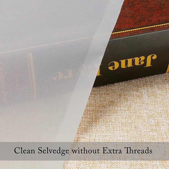 Sheer Curtains 63 inch Length, Ivory Sheer Cutains 2 Panels Set - Image 7
