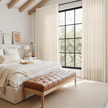 Linen Curtains for Living Room 90 Inches Long Modern Farmhouse Decor Light - Image 8