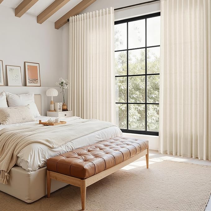 Linen Curtains for Living Room 80 Inches Long Modern Farmhouse Decor Light - Image 8