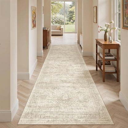 Soalmost Washable Runner Rug 2'6"x8' Kitchen Hallway Runners Beige | Soft - Image 3