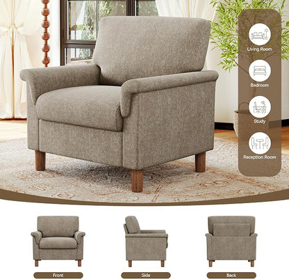 Mid Century Modern Accent Chairs Set of 2, Chenille Comfy Living Room Arm Chairs - Image 9