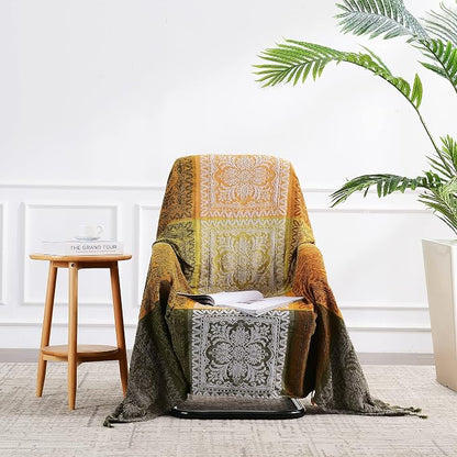 Boho Sofa Cover, Bohemian Throw Blanket Tassels Hippie Decor Covers Couch Chair - Image 2