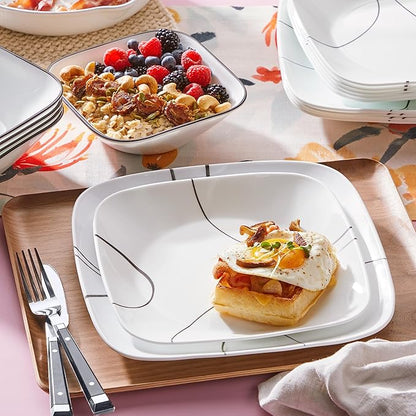 Corelle Vitrelle 6-Piece Salad Plate Set, Triple Layer Glass and Chip Resistant, Lightweight Square 8-1/2-Inch Plates Set, Splendor