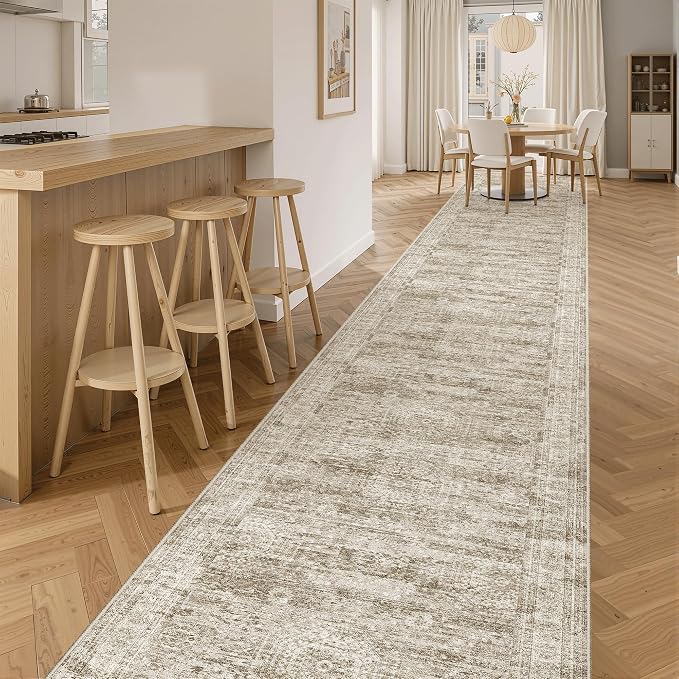Soalmost Hallway Runner Rug 2'6" x 16' Washable Long Kitchen Rugs Brown | - Image 2