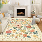 DUKINO 8x10 Area Rug, Floral Washable Living Room Rug Non Slip Beige Yellow | by DUKINO