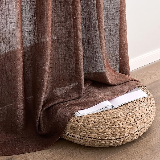 MIULEE Chocolate Brown Linen Curtains 52x72 Inch Length - Image 7