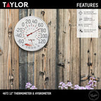 Taylor Precision Products Humidiguide Dial Thermometer (12-Inch), White, One Size