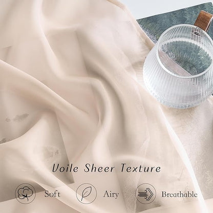 NICETOWN Taupe Sheer Curtains 90 inches Long, Grommet Airy & Elegant Light - Image 4