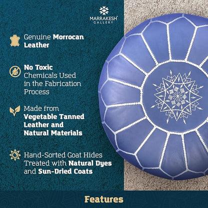 Genuine Leather Round Pouf Cover - Image 5
