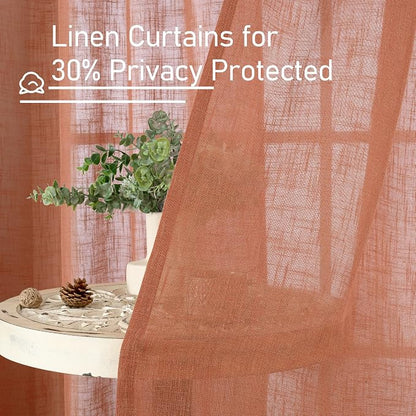 Sheer Linen Curtains 96 inches Long 2 Panels Set - Image 5