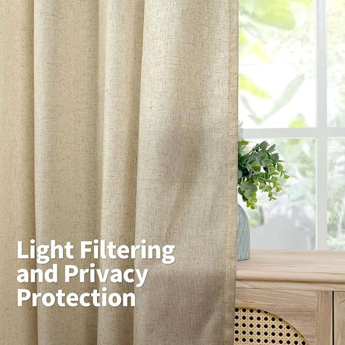 YoungsTex Burlap Linen Curtains 40 Inch Length - Image 3