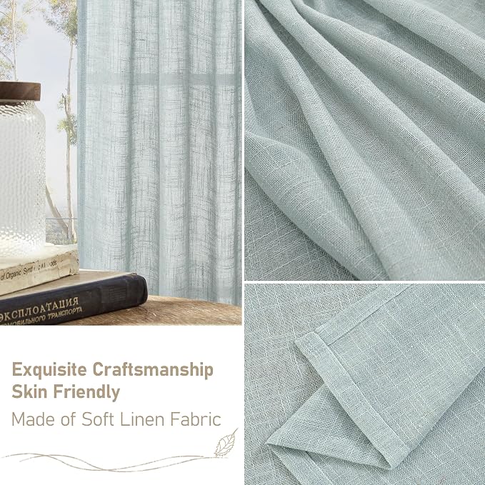 Semi Sheer Linen Curtains 36 Inch Length 2 Panels - Image 6