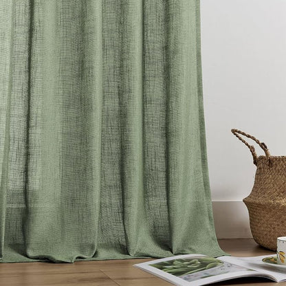 Joydeco Linen Curtains 72 Inch Length 2 Panel Sets, Light Filtering Curtains - Image 4