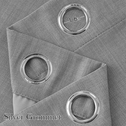 NICETOWN Short Faux Linen Light Grey Blackout Curtains 63 inches Long - Image 2