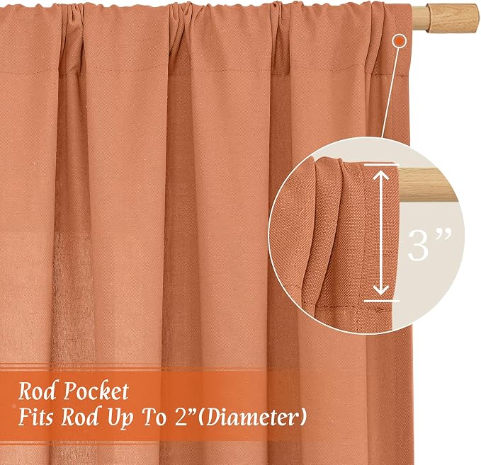 Terracotta Linen Curtains 72 inches Long - Image 3