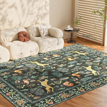 DUKINO 9x12 Area Rug for Living Room, Washable Animal Rug Non Slip, Non-Shedding - Image 9
