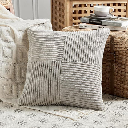 Fancy Homi 2 Packs Neutral Grey Samll Decorative Throw Pillow Covers 12x12 Inch - Image 2