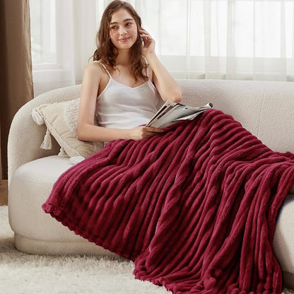 Bedsure Soft Throw Blanket for Couch Decor Gifts Deep Red 50"x60" | Birthday - Image 4