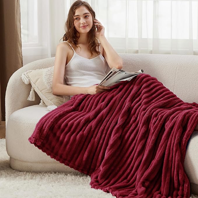 Bedsure Soft Twin Blanket for Bed Decor Gifts Deep Red 60"x80" | Birthday Gifts - Image 4