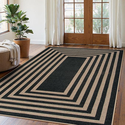 Lahome Modern Geometric Easy Jute Outdoor Rug, 5x7 Patio Living Room Rug | by Lahome