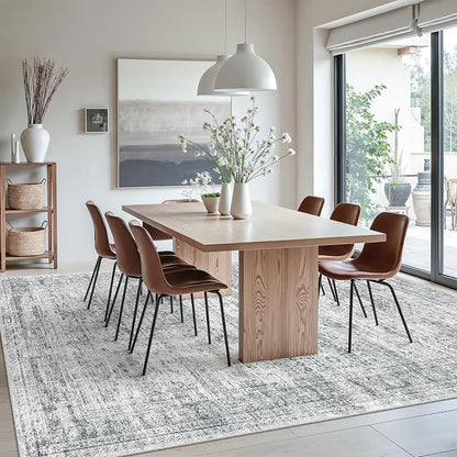 Soalmost 7x10 Area Rug for Living Room Washable Rugs Non-Slip Grey | Low-Pile - Image 3
