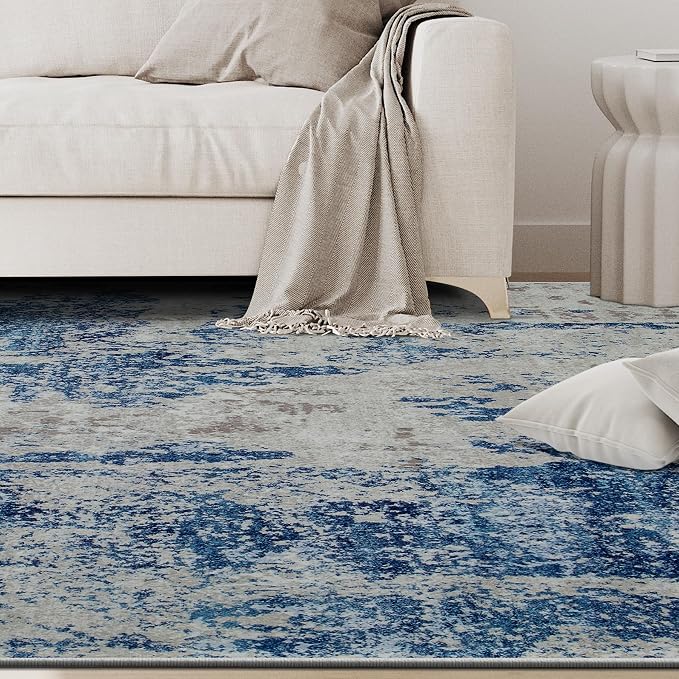 6x9 Area Rugs for Living Room Washable Bedroom Dining Room Blue Grey White | - Image 9