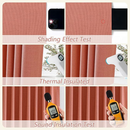 Coral 100% Blackout Linen Curtains 102 Inch Length 2 Panels Set - Image 5