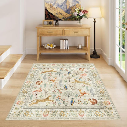 DUKINO 4x4 Square Area Rug, Washable Animal Rug - Image 3