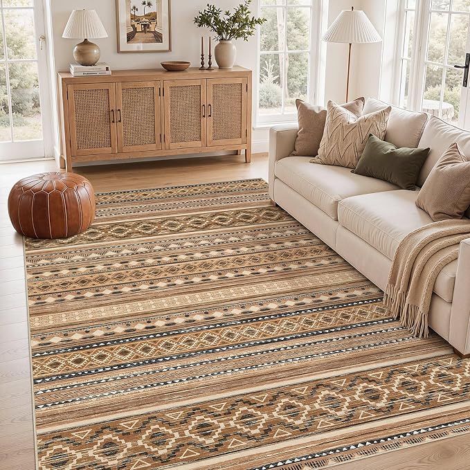 cotiled 6x9 Washable Area Rugs Living Room: Soft Lightweight Boho Rug | Stain by COTILED