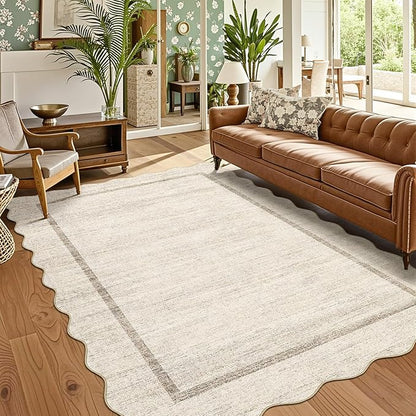 GarveeHome Scalloped 3x5 Washable Rug by GarveeHome