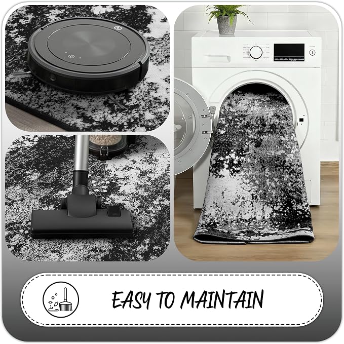 Black Washable Rug 5x7 Area Rugs - Image 6