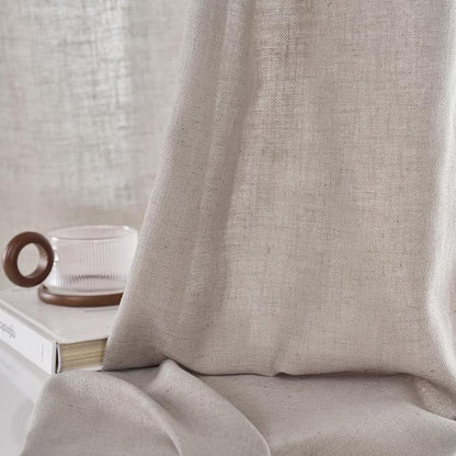 NICETOWN Flax Linen Birch Curtains 84 inch Long, Rod Pocket & Back Tab Semi - Image 4