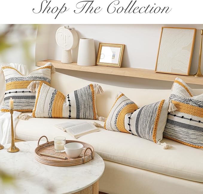 Yellow Mustard Decorative Throw Pillow Cover 18x18 Square Boho Accent - Image 7