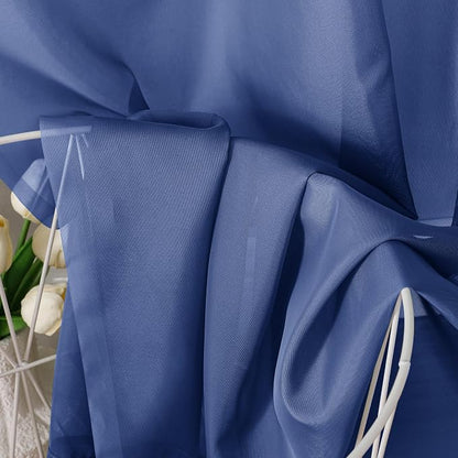 Royal Blue Sheer Curtains 63 Inches Long 2 Panels - Image 3