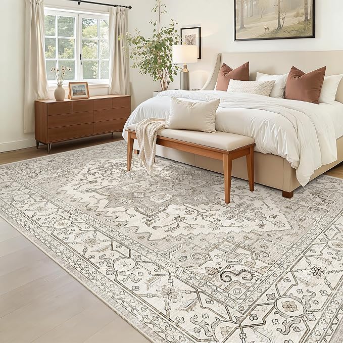 Madane 6x9 Area Rugs for Living Room, Vintage Washable Rug, Dining Bedroom And - Image 3