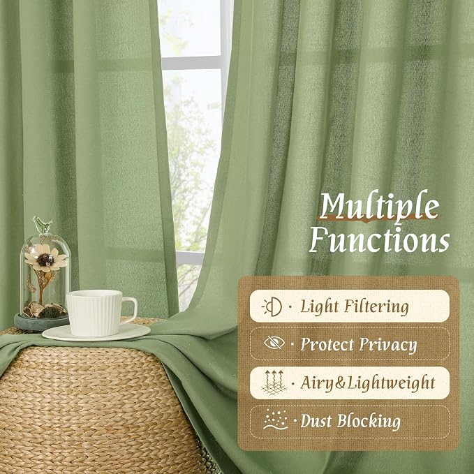 Sage Green Linen Curtains 72 inches Long - Image 9