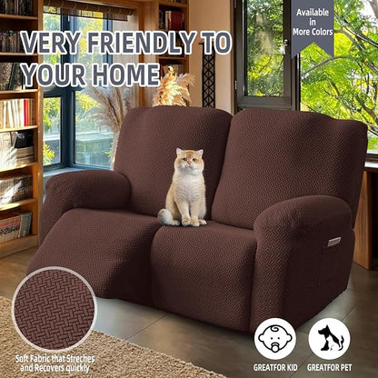 Genina Recliner Loveseat Covers, Stretch Reclining Sofa Covers, 2 Seater Couch - Image 3