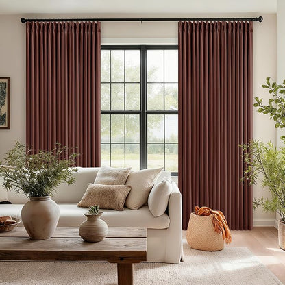 Red Brown 80 Inch Pinch Pleated Black Out Curtains 2 Panel Set | Pinch Pleat - Image 7