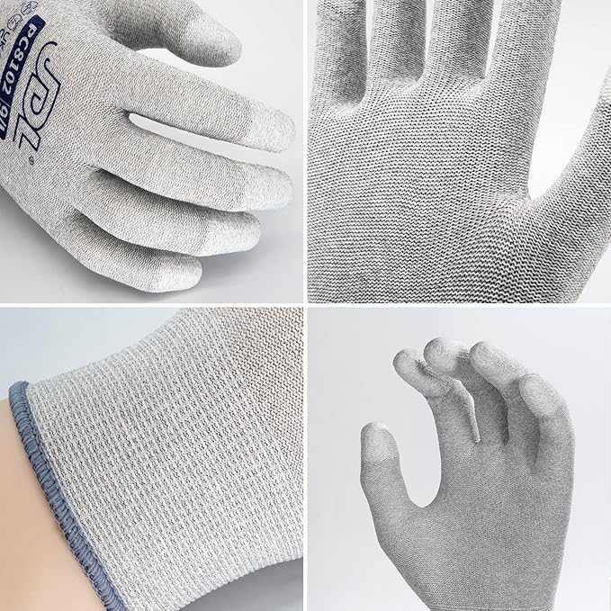 JDL ESD Work Gloves, Anti-Static Gloves for PC Building, Computer Installation & Repair, High Resistance Carbon Fiber Gloves, 36 pairs, Small